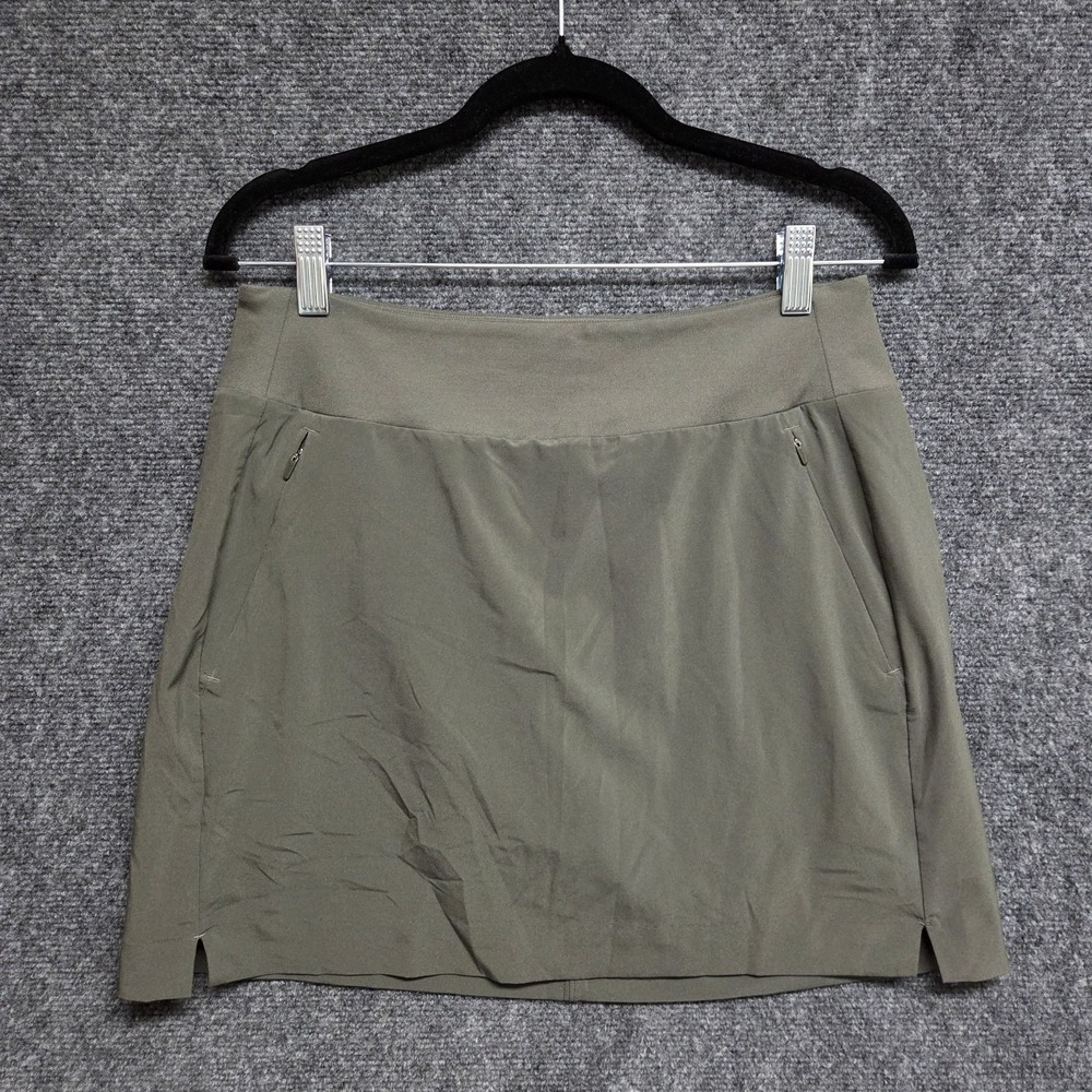 Athleta Soho Skort Womens 8 Green Skirt Shorts Pockets Side Slits Elastic Waist